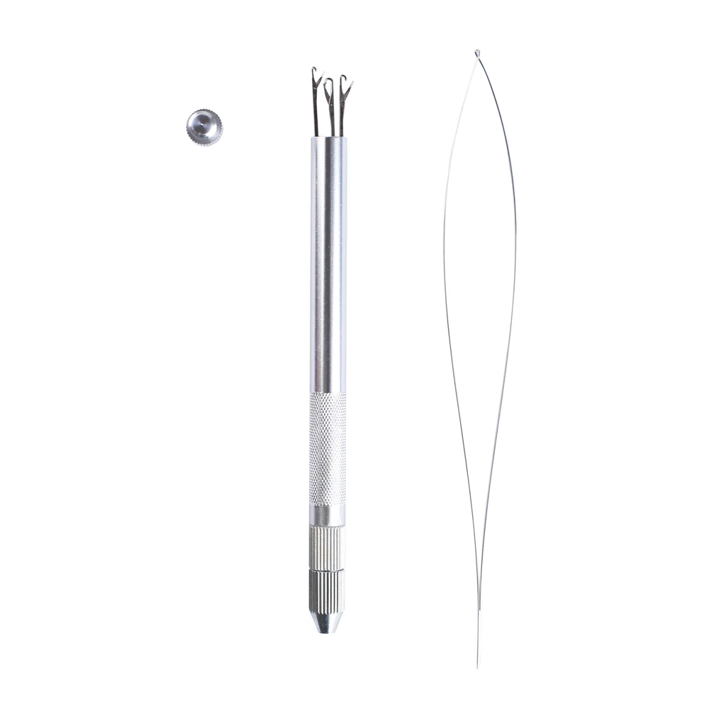 Aluminium Hair Extension Hook Pulling Tool Needle Threader Micro Rings Beads Loop | Шиньоны и парики
