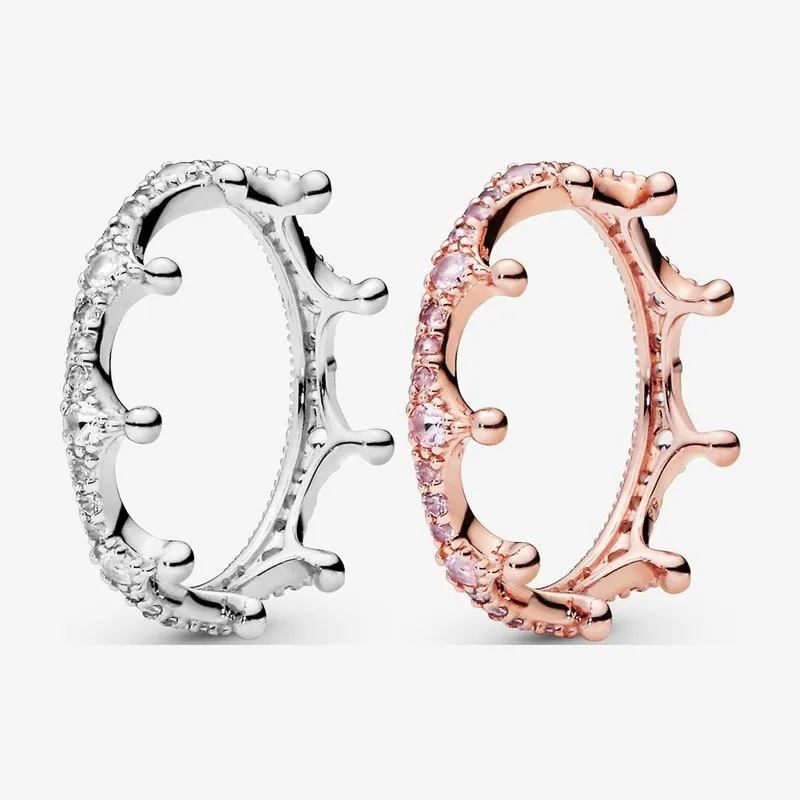 

Authentic 925 Sterling Silver Shiny Crown Ring For Women's Engagement Jewelry Anniversary