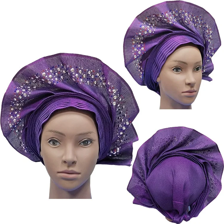 Африканский ASO OKE Gele головное украшение высокого качества нигерийский традиционный свадебное использование 013 Авто Gele