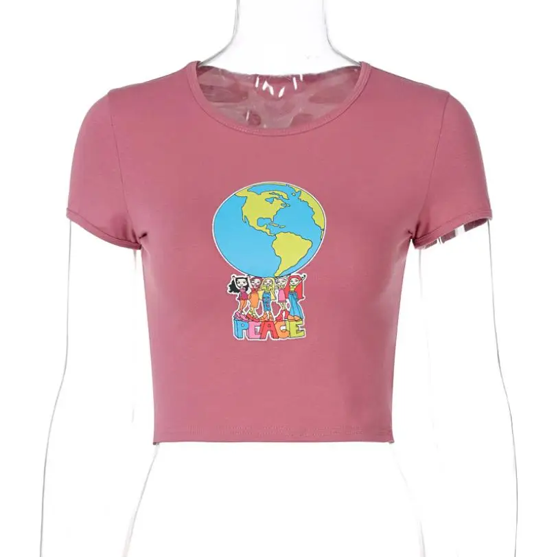 

Summer Women 2021 New in Fashion T-shirts Letter Printed Crop Top Casual Slim Fit Short Sleeve Tank Tops Female Tee Clothes