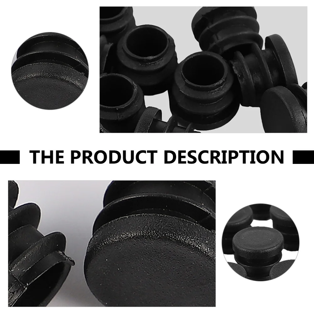 

100Pcs Practical Threaded Round Plugs Tubing End Cap Plugs (Black)