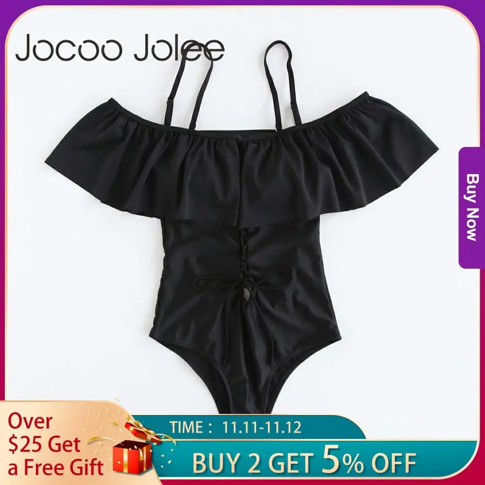 Черное Кружевное боди Jocoo Jolee с бантом женский прозрачный сексуальный открытой