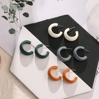 cute moon matte wooden earrings geometric c shaped statement vintage big circle wood ear ring fashion jewelry gift for women