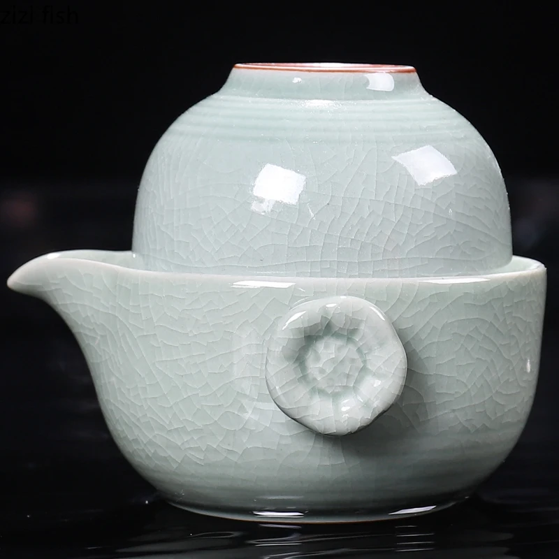 Керамический семейный чайник две чашки уличный дорожный чайный набор наборы