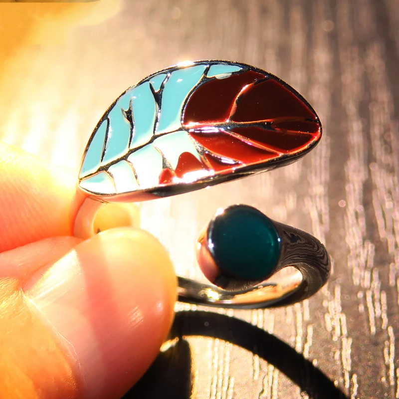 Модные большие зеленые коричневые кольца с листьями для женщин винтажные