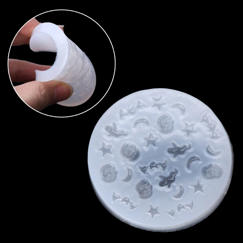 

M2EA Saints' Day Bat Pumpkin Ghost Moon Resin Jewelry Making Silicone Mold