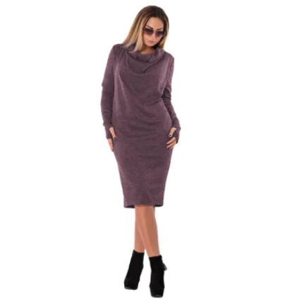 5xl 6xl Новые однотонные женские платья большого размера 2020 весенне осеннее платье