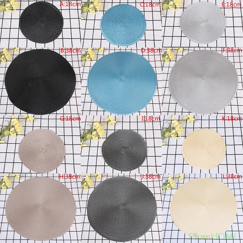 

Round Weave Placemat Table Mats Simple Style Dining Napkin Pads Non-Slip Heat Resistant Coaster Cushion Kitchen Party Decoration