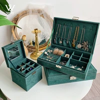 we high quality velvet double layers portable multi functional necklace rings bracelet jewelry boxes fashion holder organizer