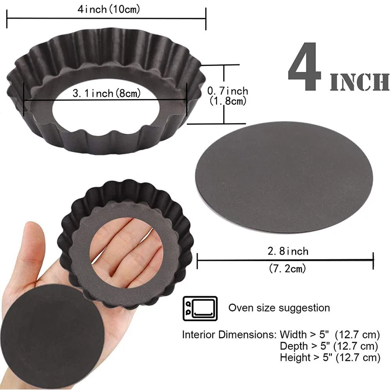 Mini Pie Muffin Cupcake Pan Pizza Cake Mold Removable Loose Bottom Round Baking Non-stick Tart Egg | Дом и сад