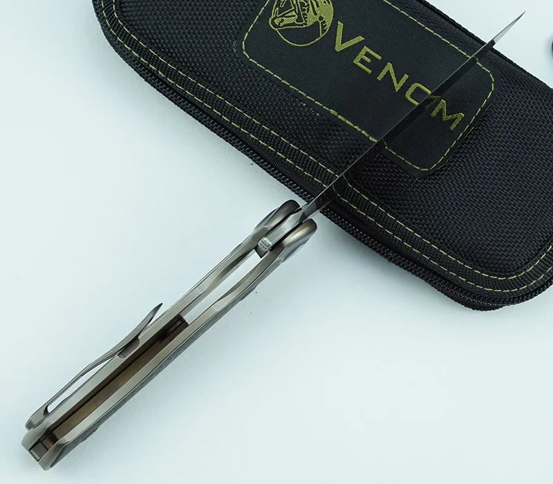 Складной нож VENOM BONE DOCTOR M390 Titanium CF Flipper уличный Карманный кухонный для кемпинга