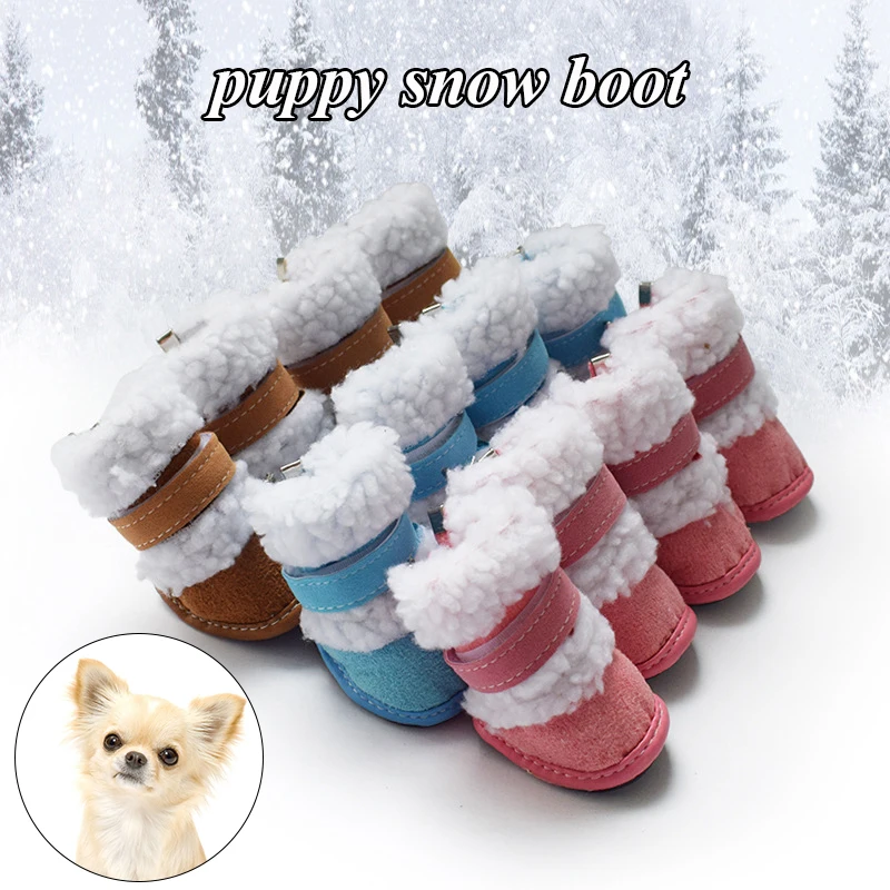 

Thick Lamb Wool Dog Shoes Pet Small Dog Warm Cashmere Snow Boots Lamb Snow Booties Footwear For Small Cats Dogs Pet Universal