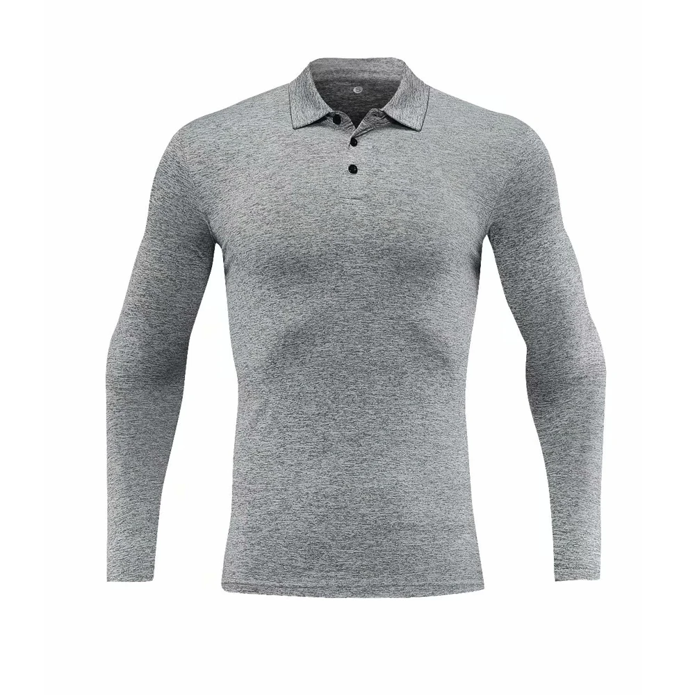 Мужская дышащая тонкая рубашка поло с длинным рукавом для бега быстросохнущая