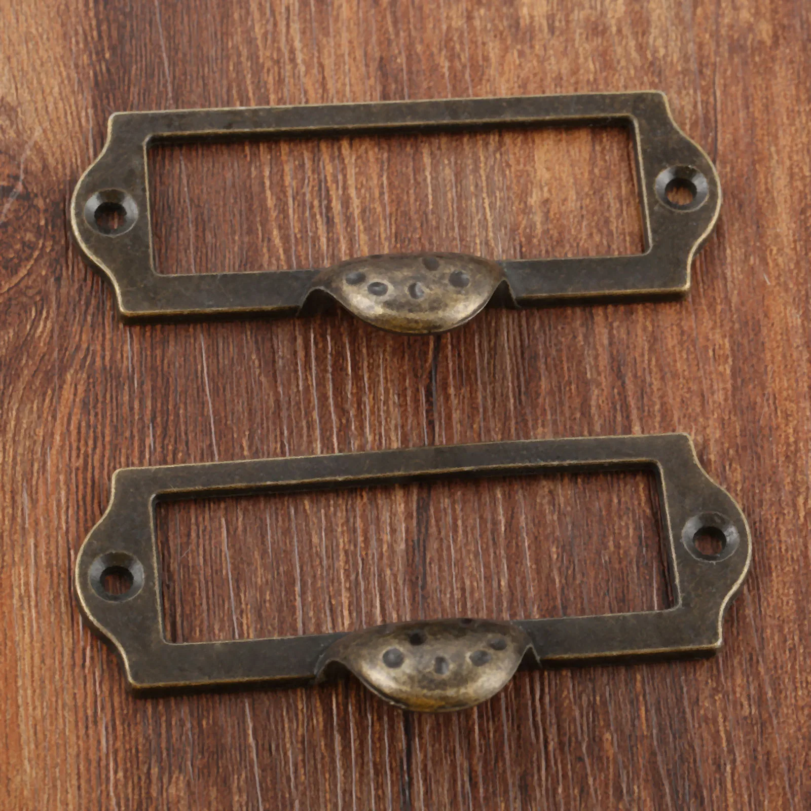 DRELD 2Pcs Antique Brass Zinc Alloy Label Pull Frame Handle File Name Card Holder For Furniture Cabinet Drawer Box Bin 87*45mm |