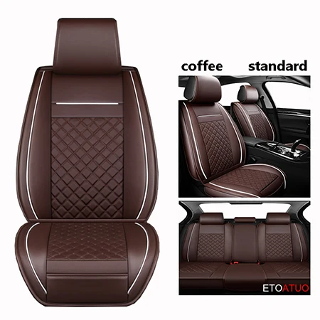 coffee standard ETOATUO универсальный кожаный чехол для автомобильного сиденья для peugeot все модели 206 307 407 207 2008 3008 508 208 308 406 301 автомобиль аксессуары - Название цвета: coffee standard