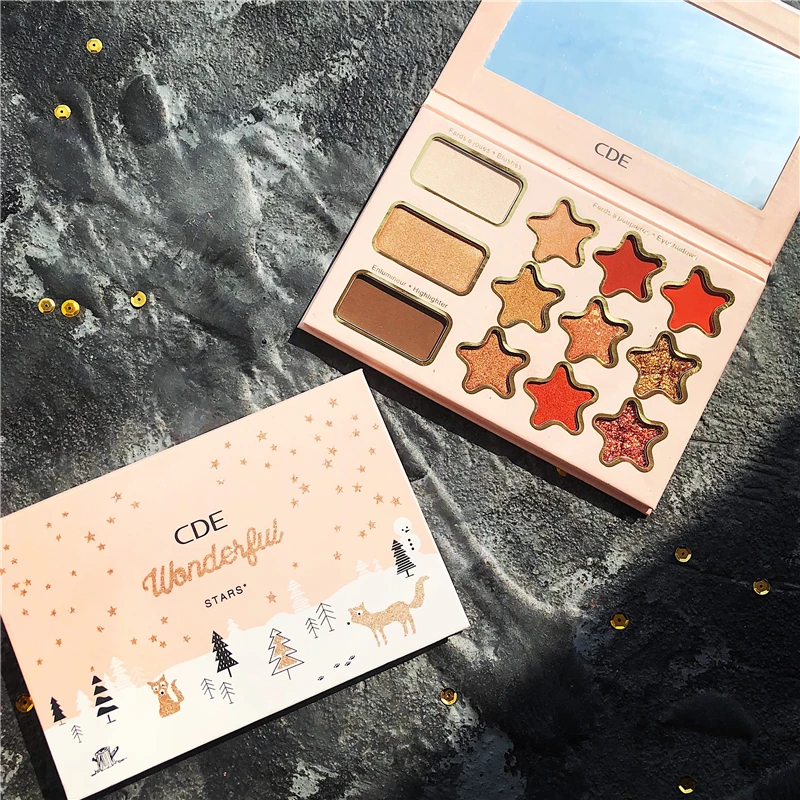 Палитра теней для век 12 цветов блестящие мерцающие матовые тени