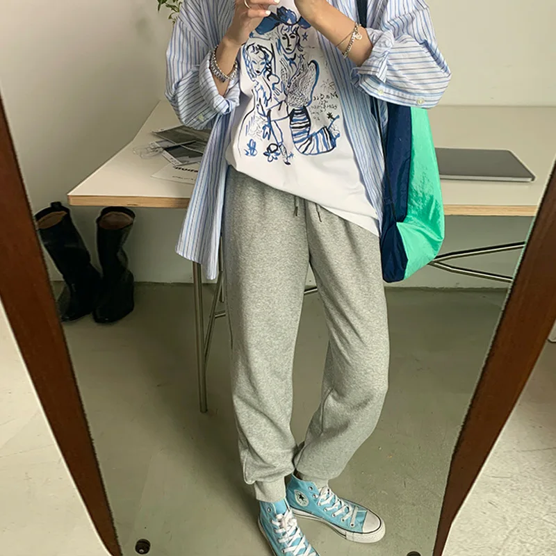 

2021 Korean Version of The New Casual Leggings Women Harlan Loose Wide-leg Pants Elastic Waist Sweatpants