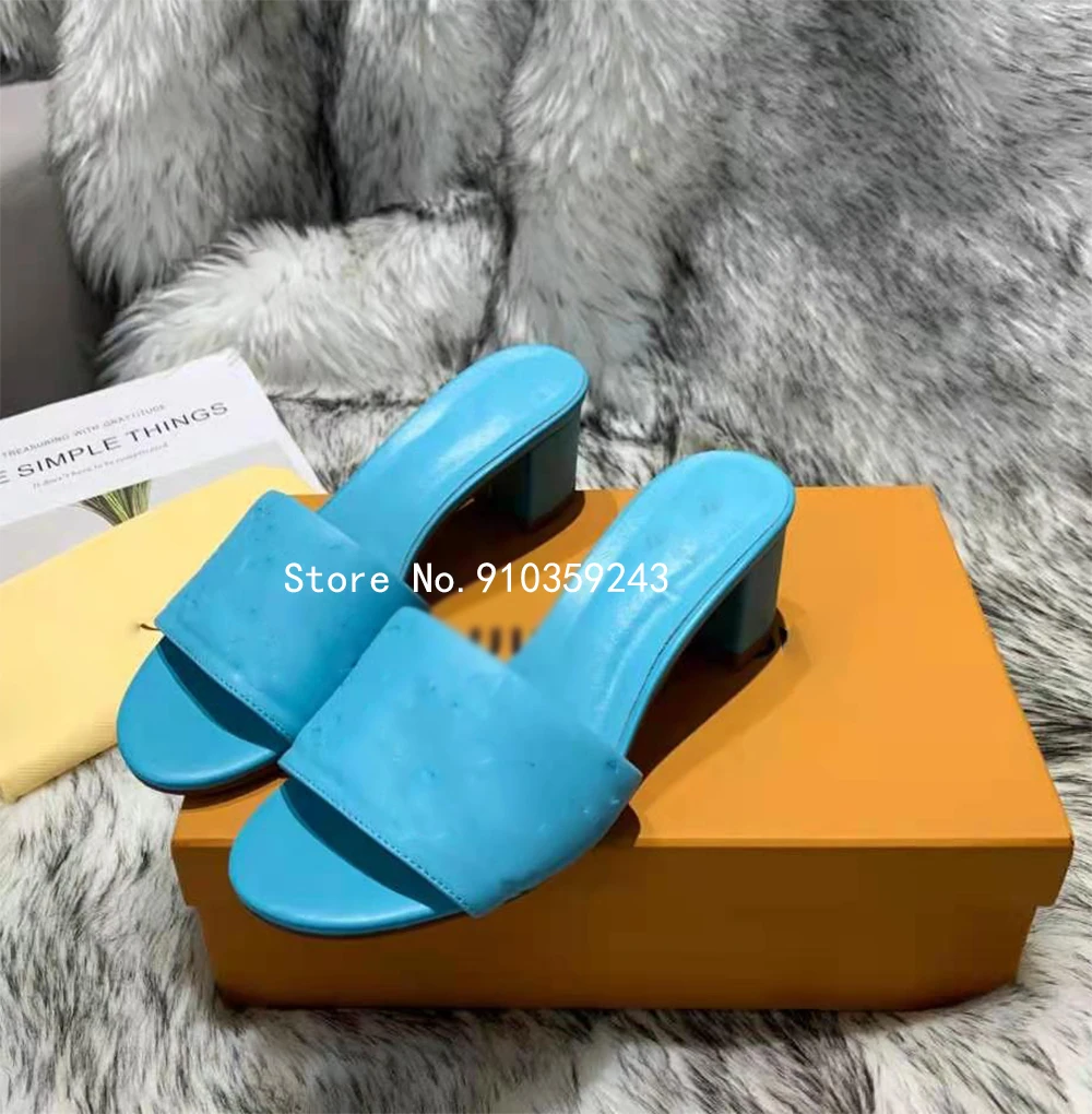 

2021 spring and summer new designer brand top quality leather trendy fashion ladies high heel slippers 35-44 size