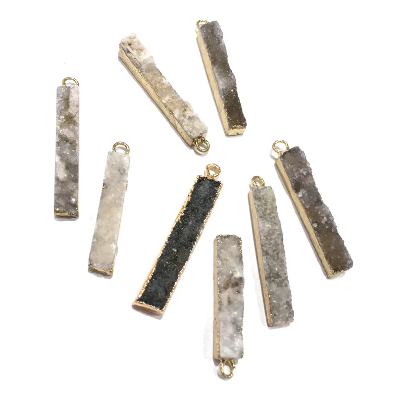 Натуральный Камень Кристалл Прямоугольник Подвески кристаллы кластера ожерелье