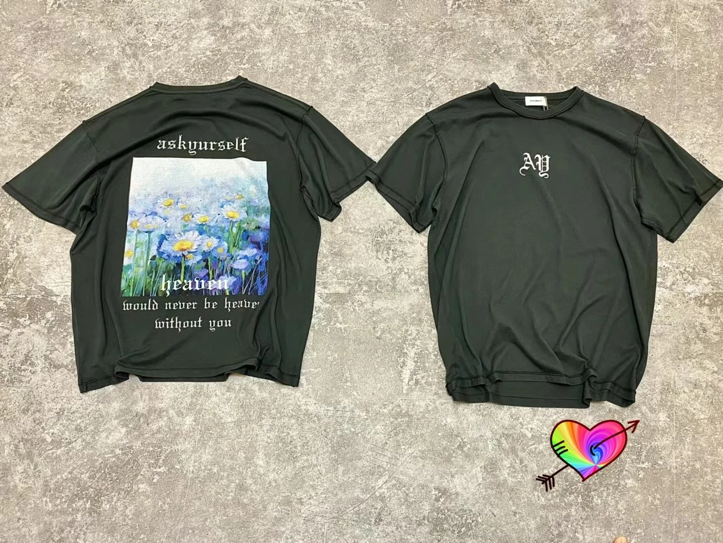 

2021 ASKYURSELF футболка с маргариткой для мужчин и женщин 1:1 высокое качество Винтажная Футболка ASKYURSELF масляная краска Graghic принт Топы с коротким ...