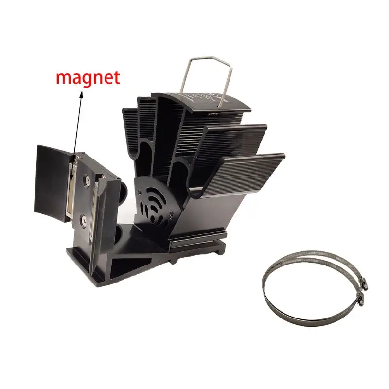 Magnet 5 лопастей вентилятор для печи, работающий от тепловой энергии настенный магнитный термометр для большой комнаты F3MB - Цвет: Magnet