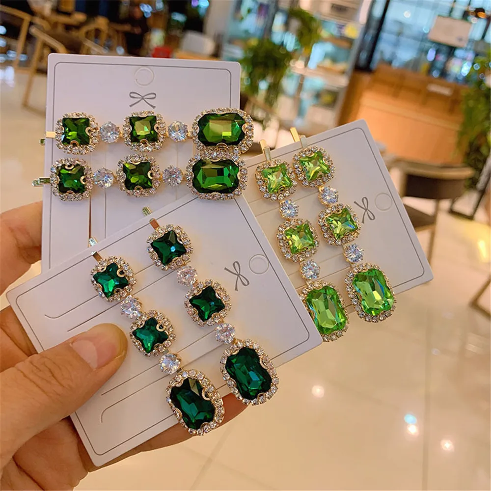 

Hair Grip Clip Hairpin For Women Girl Green Crystal Rhinestone Korean Handmade Fashion Head Accessories Sets Mujer Wholesale