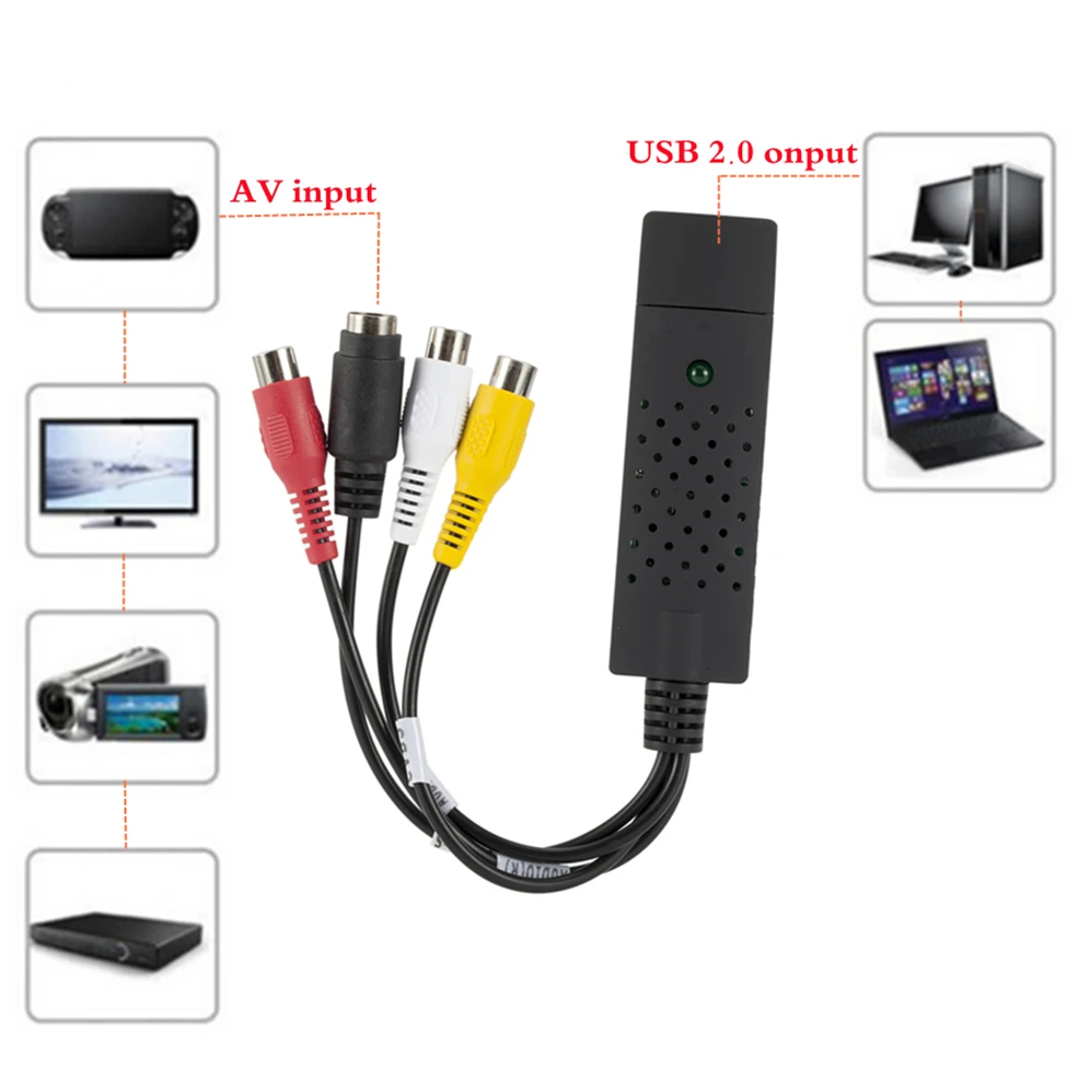 Адаптер для аудиовидео GRWIBEOU USB 2 0 переходник VHS на DVD конвертер Win7/8/XP/Vista