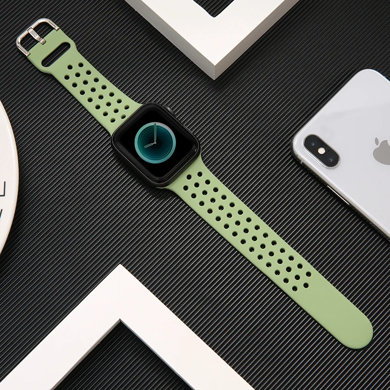 

Silicone Strap For Apple Watch band 44mm 45mm 41mm 38mm Smart rubber watchband bracelet iWatch band for Series 7 6 SE 5 4 3 2 s