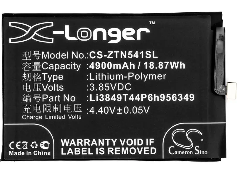 Аккумулятор cameron sino 4900 мАч для NUBIA N1 NX541J Li3849T44P6h956349 ZTE Nubia Li3849T44P6h956349|Аккумуляторы