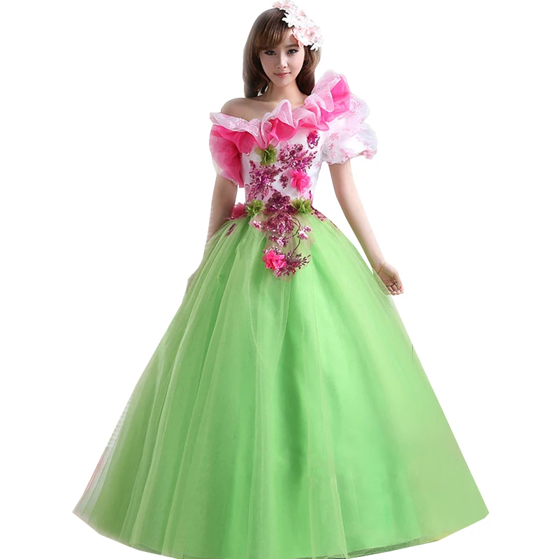 Женское платье в пол с жемчужинами Тюлевое для выпускного вечера 3d цветами V