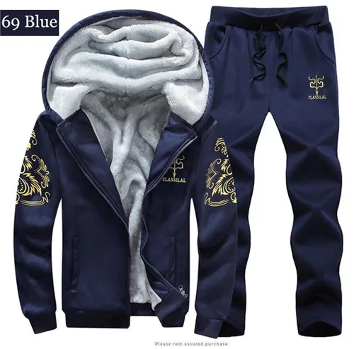 69 blue PEILOW, размер 7XL8XL, 9XL, зимний спортивный костюм, Мужская толстовка, спортивный комплект, флис, толстый, с капюшоном, Повседневный, для бега, спортивный костюм, мужская куртка+ штаны - Цвет: 69 blue