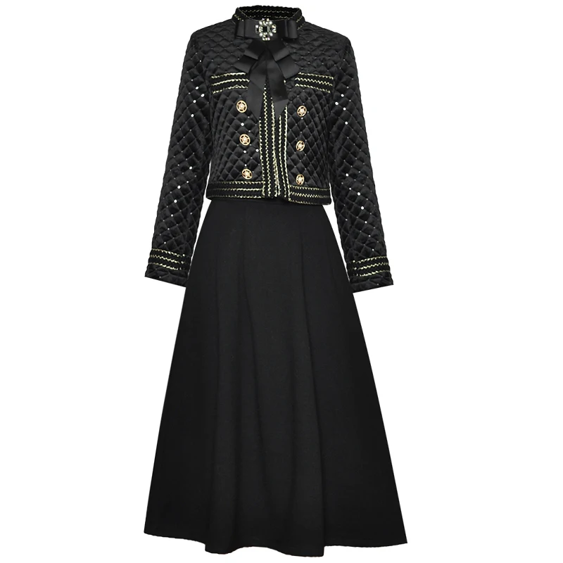 

Осенние новые дизайнерские модные блестящие пальто с длинными рукавами, топы, повседневная юбка, винтажные элегантные высококачественные ...