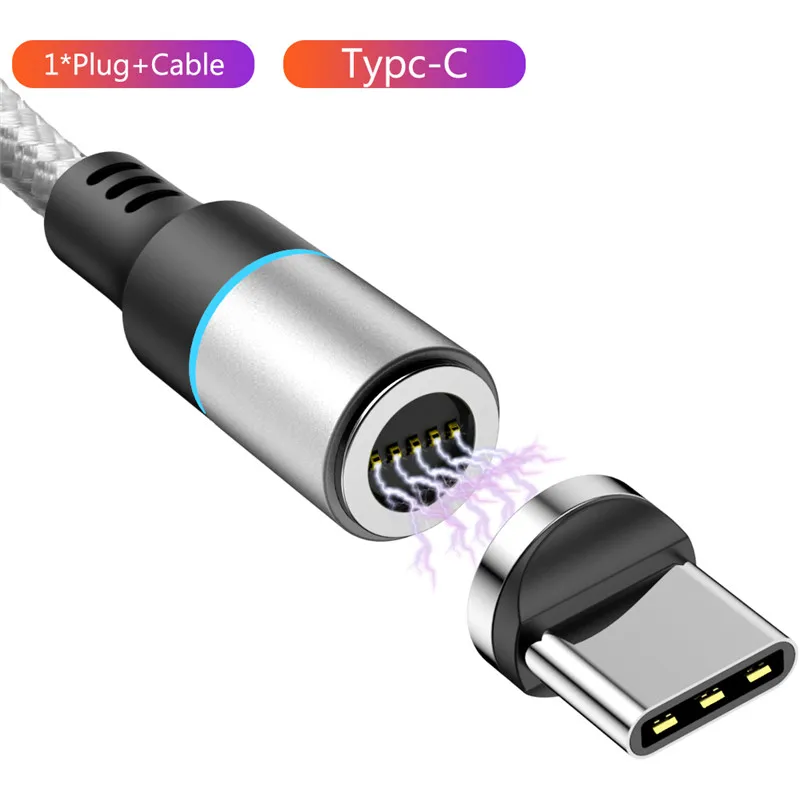 Silver Type C Cable 1 м 2 м Магнитный Micro USB кабель для iPhone X XS samsung Android Phone 3A Быстрая зарядка usb type C кабель магнитное зарядное устройство провод шнур - Цвет: Silver Type C Cable
