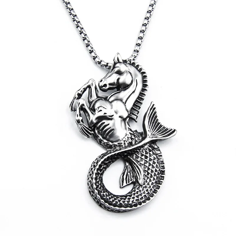 

Hip Hop Seahorse Pendant Fashion Necklace Stainless Steel Korean Simple Men&Women Casual Chain Temperament Punk Jewelry