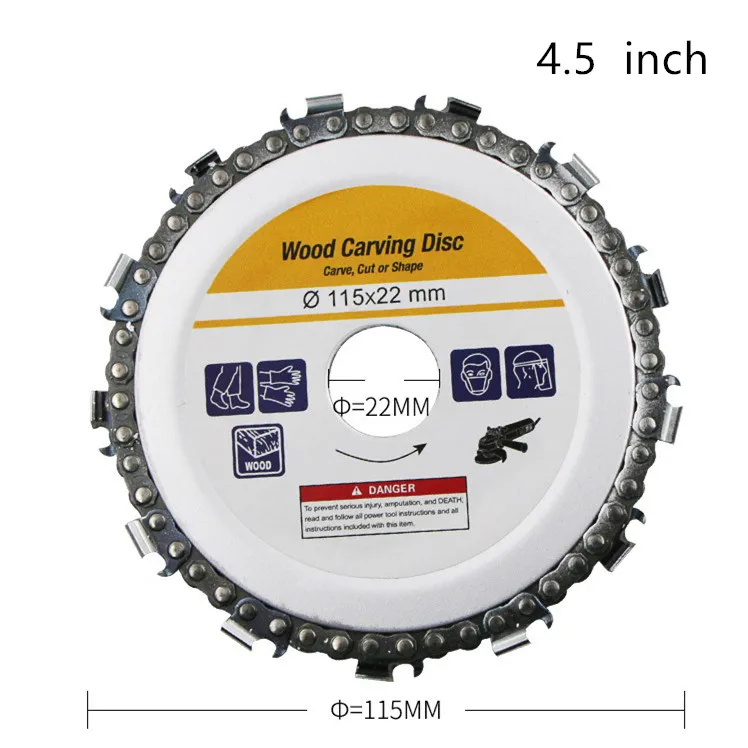 4.5 inch 4/4. 5/5 дюймов шлифовальный диск цепи 22 зуба резьба по дереву диск для 100/115 угловая шлифовальная машина - Цвет: 4.5 inch