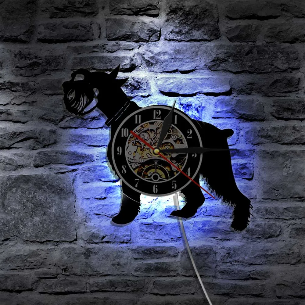 Настенные часы с изображением собаки шнауцера настенные животных и виниловой