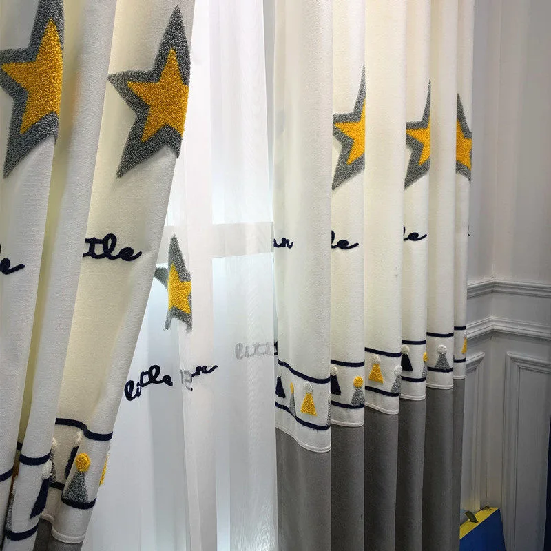 Занавес с изображением желтых звезд для мальчиков детская комната спальня