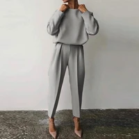 autumn sets women casual pant suits two pieces set long sleeve shirts loose harem pants solid outfits tracksuit