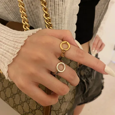 

Simple Gold Geometric Ring For Women Opening Adjustable Ring Europe And America Minority Design Exquisite Accessory 2021