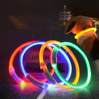 led dog collar light usb rechargeable glowing dog collars luminous pet flash night usb charging pet collars for dogs cats 3 size