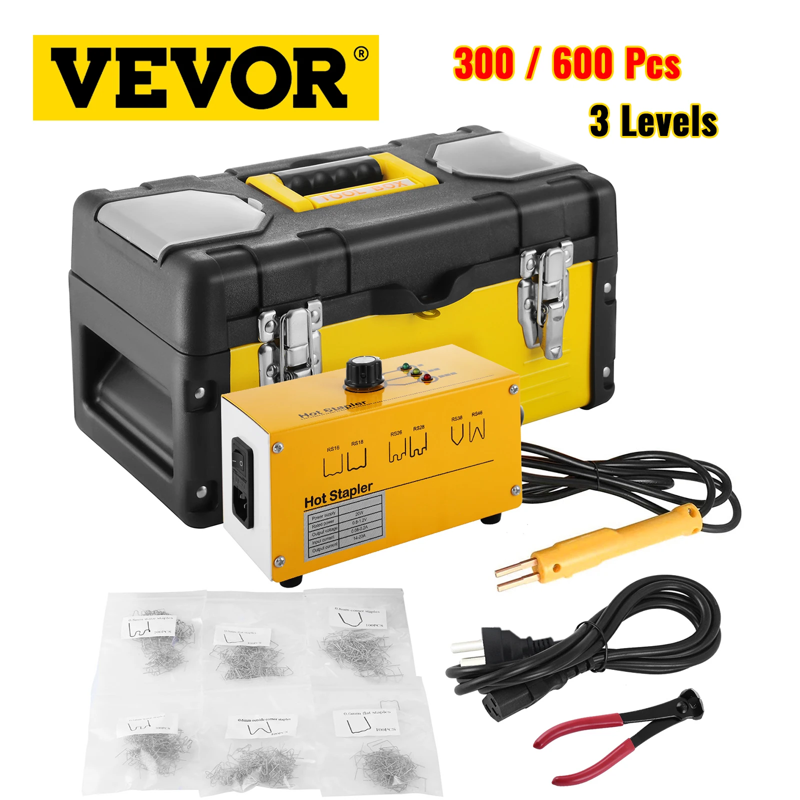 

VEVOR 300 / 600 шт. горячий степлер, пластиковый Ремонтный комплект, три настройки нагрева, трехугольный отверстие для пластика s, мотоцикла, квадр...