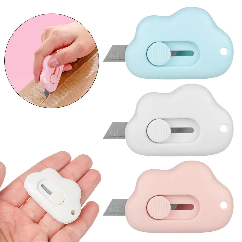 

2pcs Cloud Mini Utility Cutter Portable Utility Paper Cutter Cutting Paper Razor Blade Office Stationery Cutting Supplies