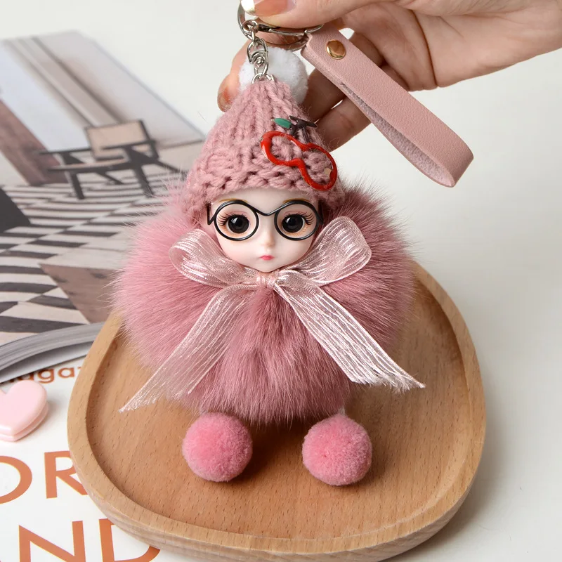 

Car Key Cute Fox Fur Sleeping Doll Pendant Doll Fur Ball Bag Pendant Plush Jewelry Pendant