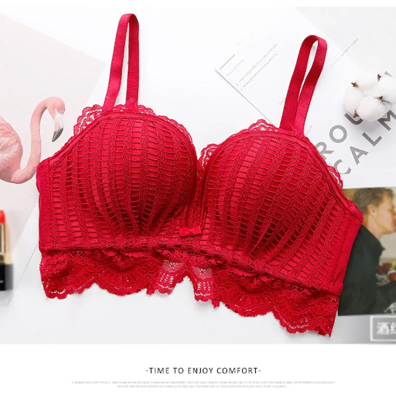 Seamless Sexy Lace Bras Underwear Girls Lace Thin Bras Women Wire Free Push Up Bras