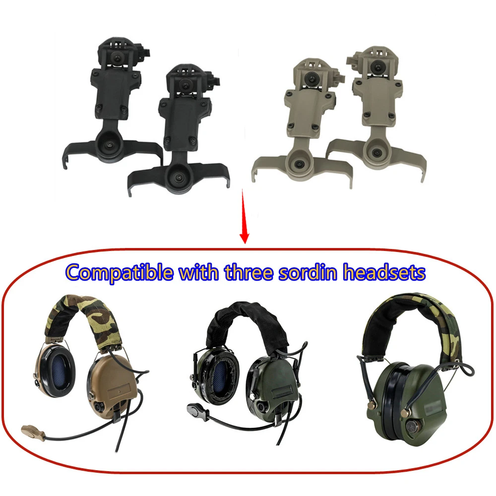 

Tactical sports helmet mount ARC rail adapter, compatible with MSA Sordin tactical headset