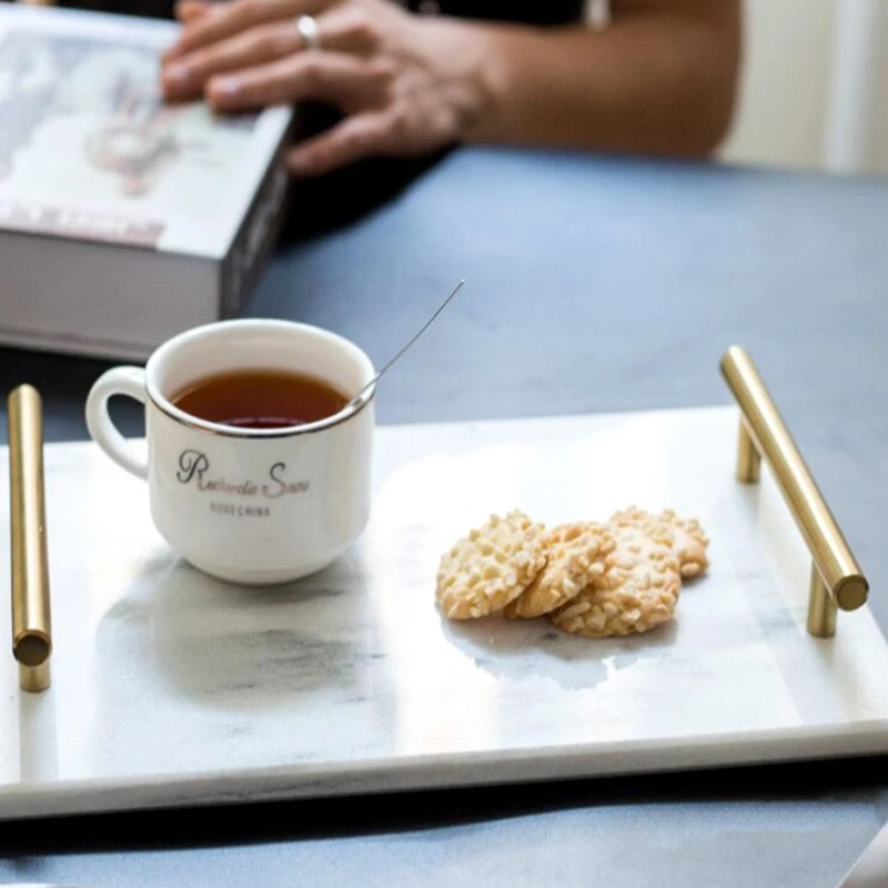 Мраморный поднос для хранения ванной комнаты витрина десерта закуски косметика