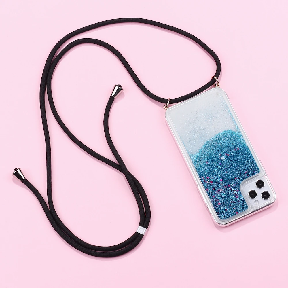 

Strap Cord Chain Phone Necklace Lanyard Sparkle Glitter Phone Case Carry Cover Hang For iPhone 11 Pro XS Max XR X 7Plus 8Plus 8
