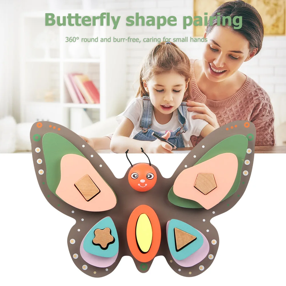 

Деревянные наклейки, Игрушки для раннего обучения, деревянная бабочка, строительные блоки Монтессори, развивающие игрушки в форме цветных ...