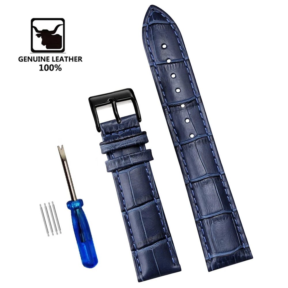 Soft Wrist Belt Bracelet Comfortable Genuine Leather Watch Strap 12/14/16/18/20/22/24 mm Watch Pin buckle Band  + Tool