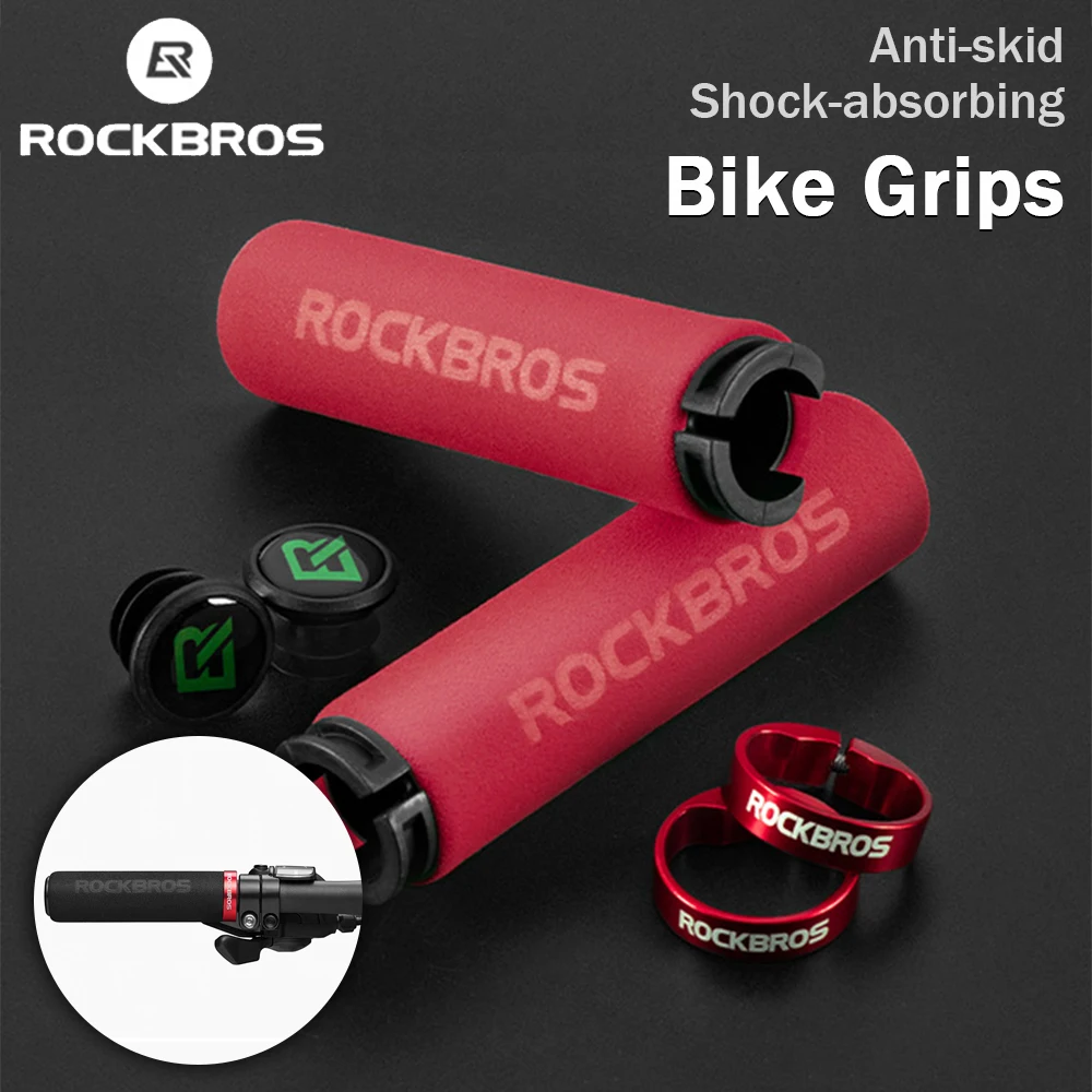 

ROCKBROS велосипедные ручки MTB силиконовые губчатые накладки на ручки Анти-занос, удар-поглощая мягкая байка ручки Ultraight велосипедный руль